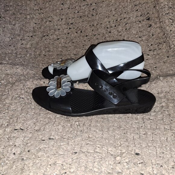 LEMON JELLY-Black Jelly-Daisy Slingback Sandals-Sz 37/7-Near Mint - Picture 2 of 7